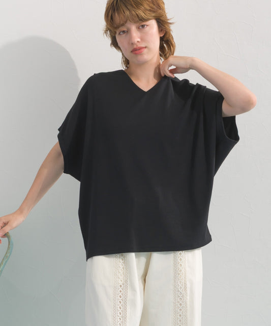 【OMNES】リブVネックタック半袖Tシャツ【S450069OMN】