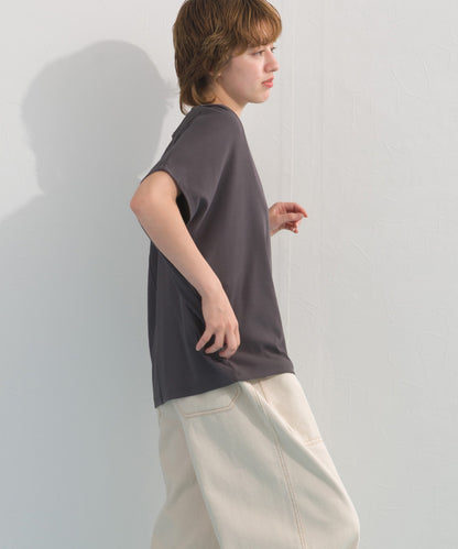 【OMNES】リブVネックタック半袖Tシャツ【S450069OMN】