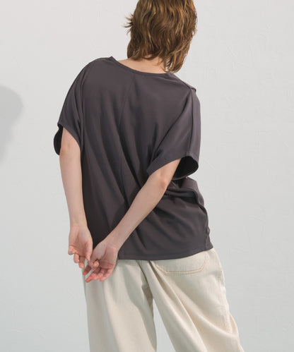 【OMNES】リブVネックタック半袖Tシャツ【S450069OMN】