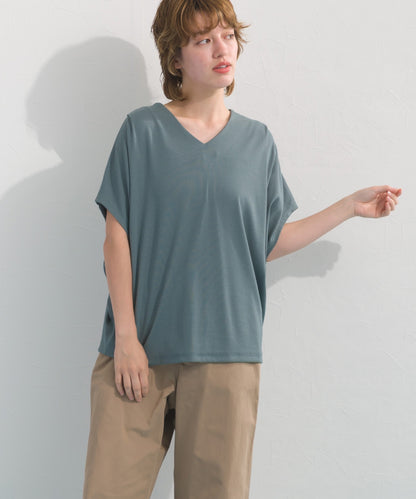 【OMNES】リブVネックタック半袖Tシャツ【S450069OMN】