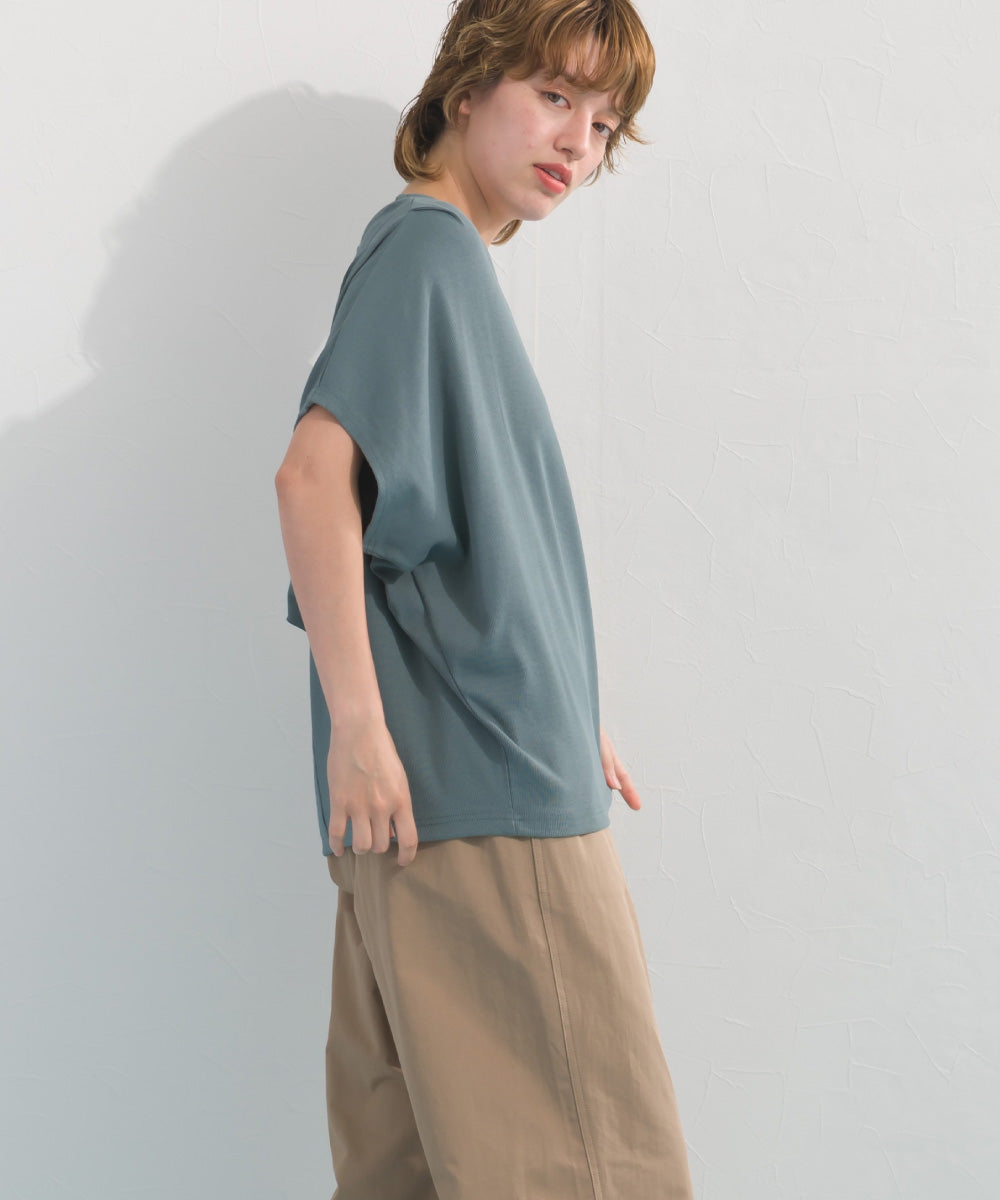 【OMNES】リブVネックタック半袖Tシャツ【S450069OMN】