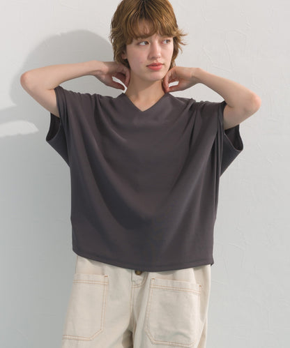 【OMNES】リブVネックタック半袖Tシャツ【S450069OMN】