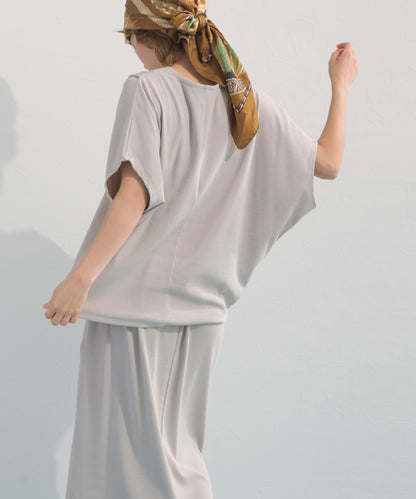 【OMNES】リブVネックタック半袖Tシャツ【S450069OMN】