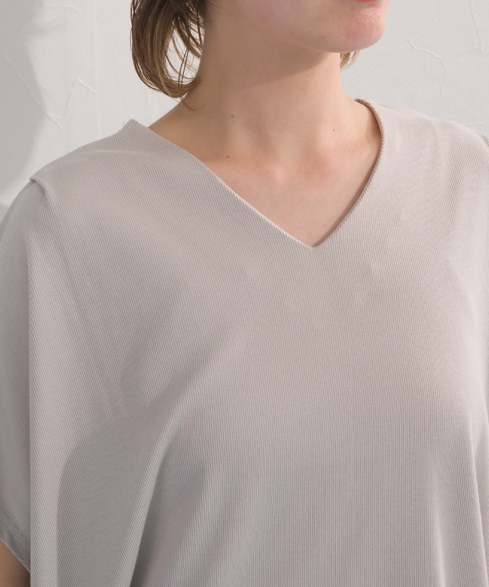 【OMNES】リブVネックタック半袖Tシャツ【S450069OMN】