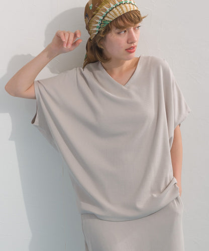 【OMNES】リブVネックタック半袖Tシャツ【S450069OMN】