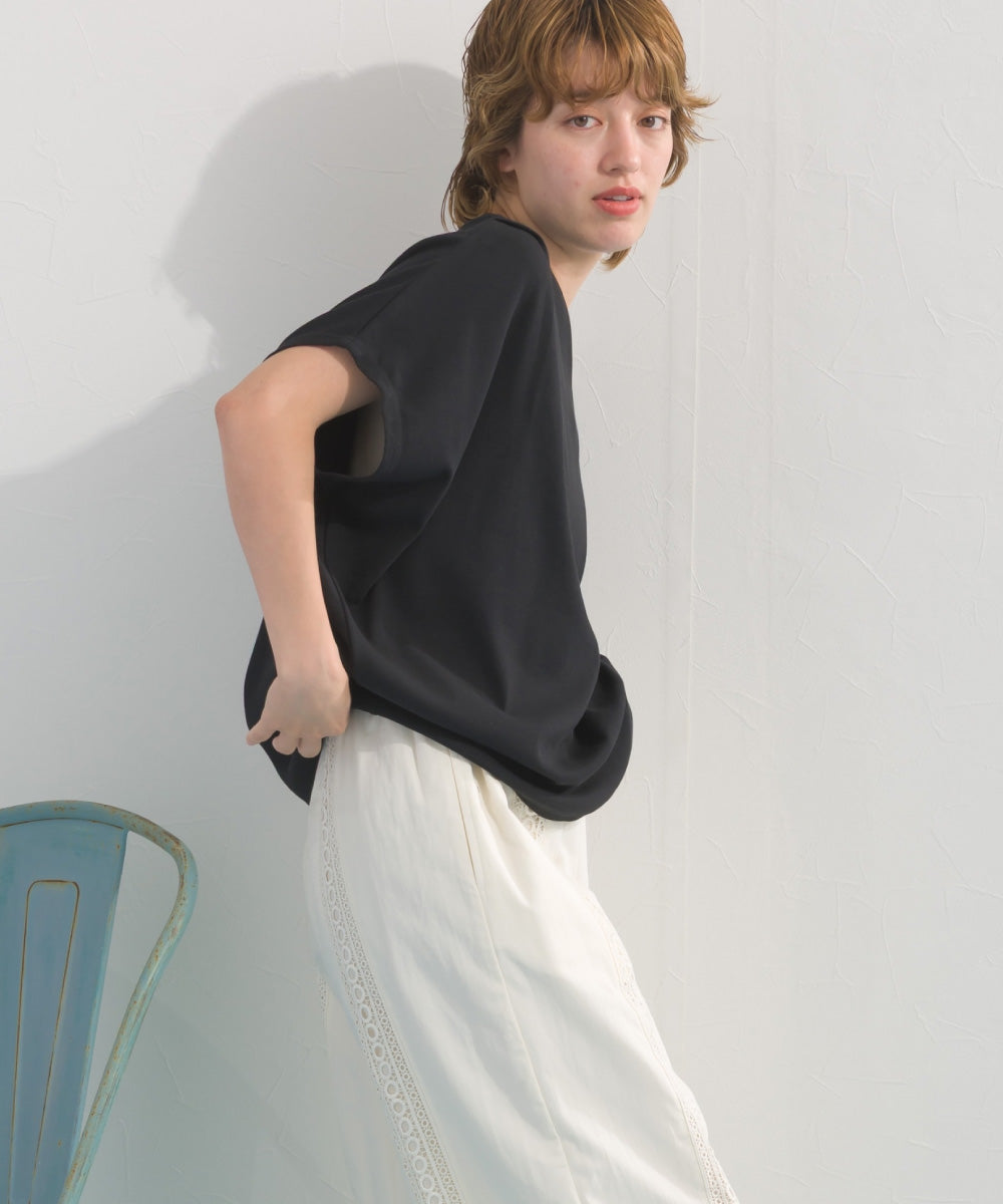 【OMNES】リブVネックタック半袖Tシャツ【S450069OMN】