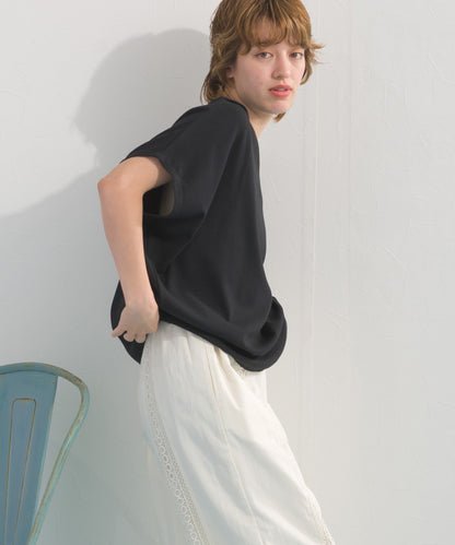 【OMNES】リブVネックタック半袖Tシャツ【S450069OMN】