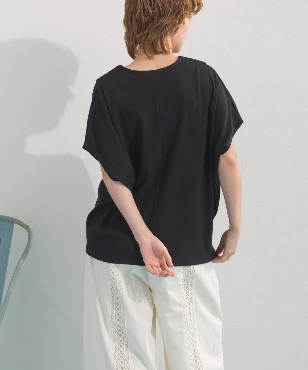 【OMNES】リブVネックタック半袖Tシャツ【S450069OMN】