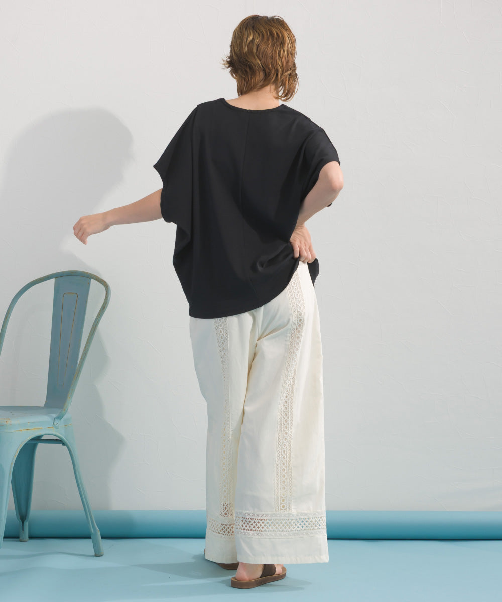 【OMNES】リブVネックタック半袖Tシャツ【S450069OMN】