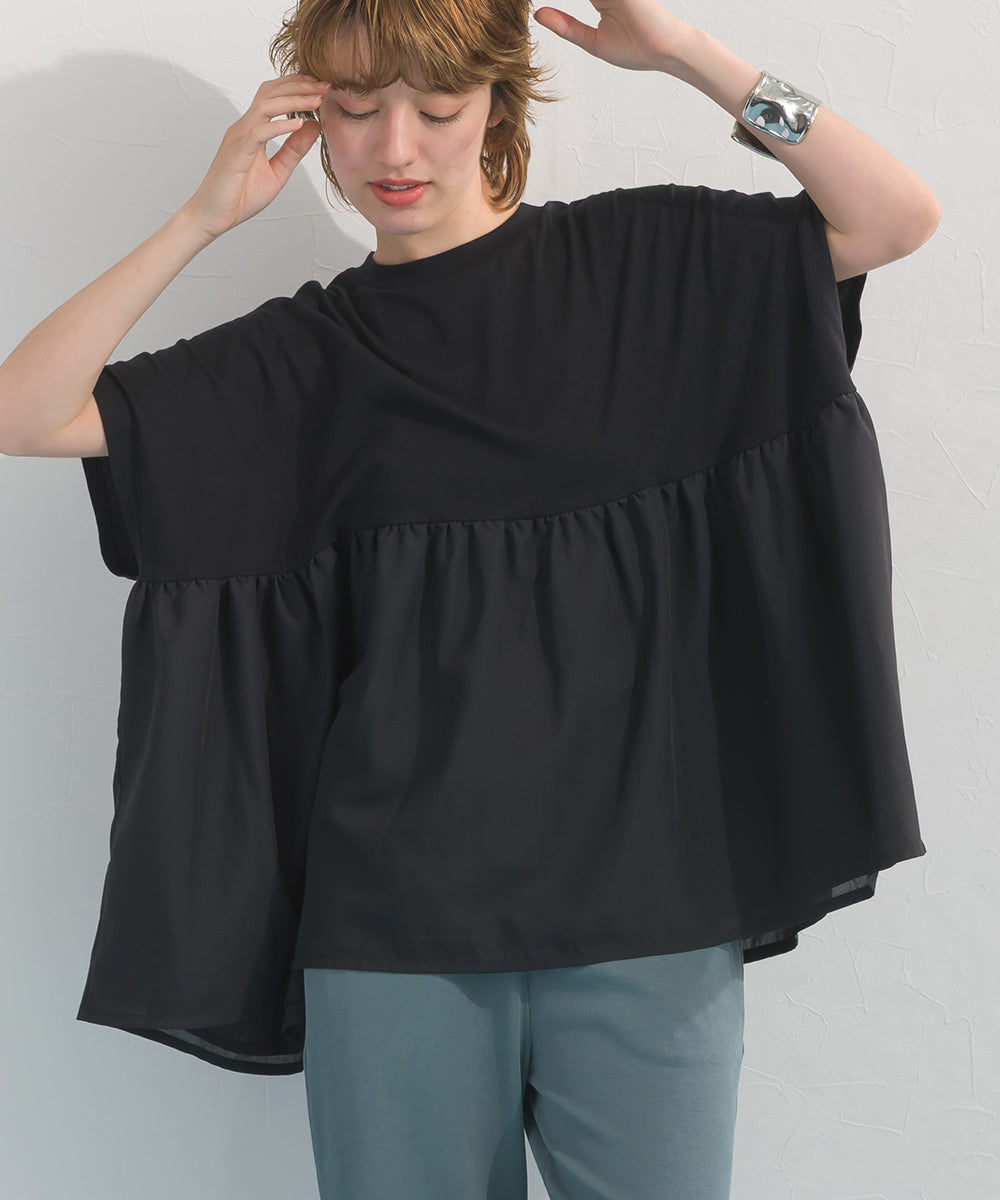 【OMNES】裾切り替え半袖Tシャツ【S450076OMN】