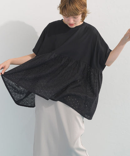 【OMNES】裾切り替え半袖Tシャツ【S450076OMN】