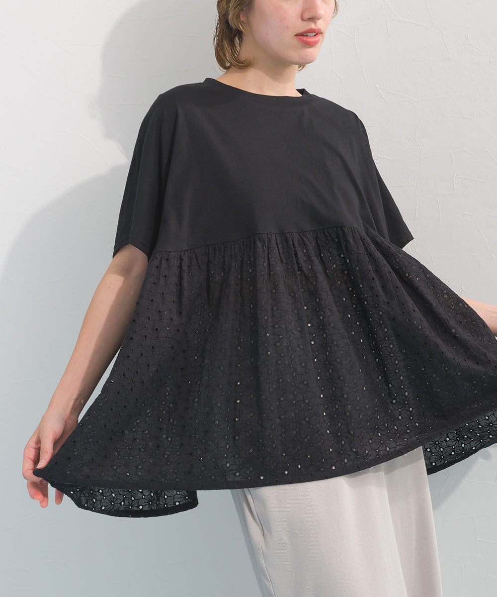 【OMNES】裾切り替え半袖Tシャツ【S450076OMN】