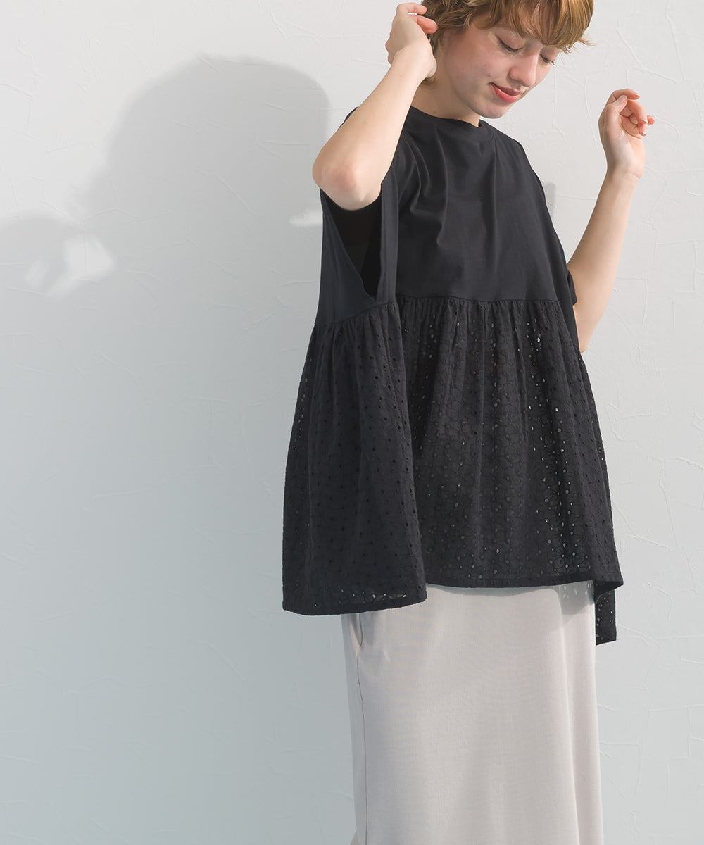【OMNES】裾切り替え半袖Tシャツ【S450076OMN】