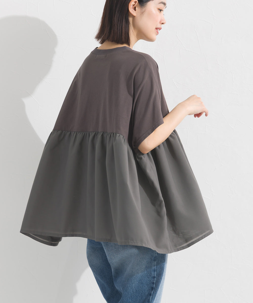 【OMNES】裾切り替え半袖Tシャツ【S450076OMN】