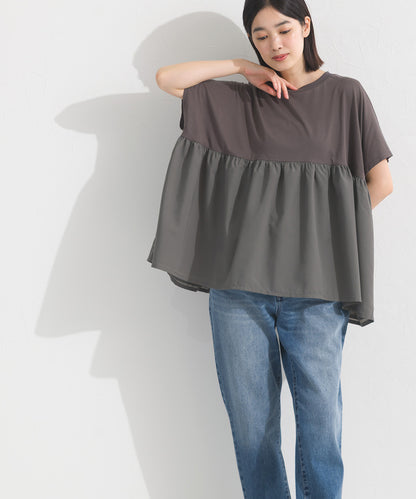 【OMNES】裾切り替え半袖Tシャツ【S450076OMN】