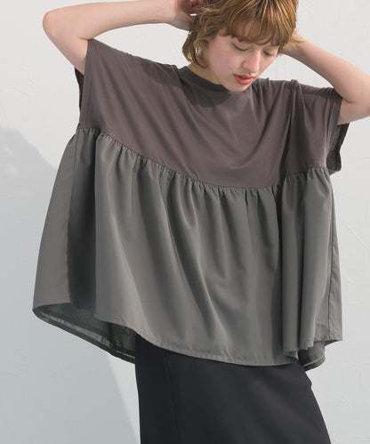 【OMNES】裾切り替え半袖Tシャツ【S450076OMN】