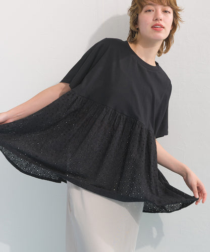 【OMNES】裾切り替え半袖Tシャツ【S450076OMN】