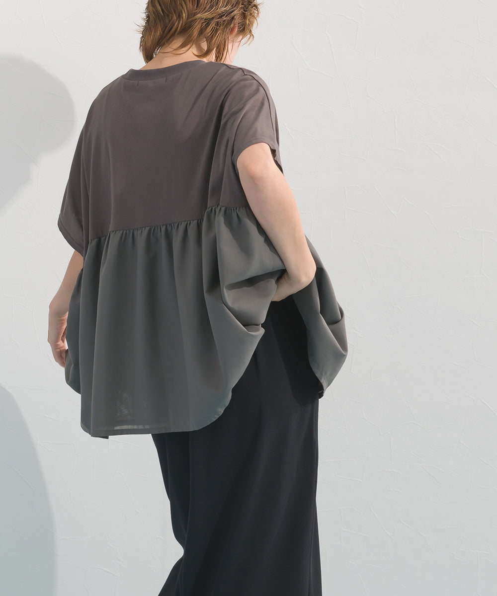 【OMNES】裾切り替え半袖Tシャツ【S450076OMN】