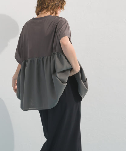 【OMNES】裾切り替え半袖Tシャツ【S450076OMN】