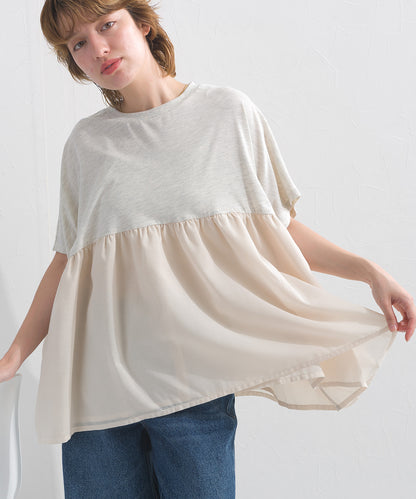 【OMNES】裾切り替え半袖Tシャツ【S450076OMN】
