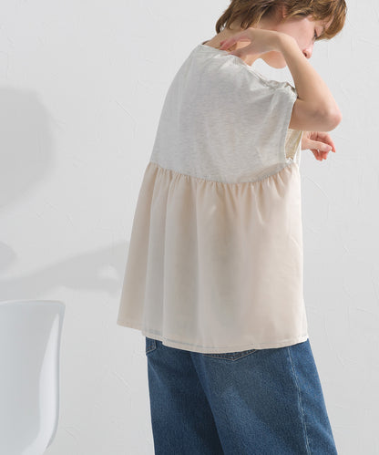 【OMNES】裾切り替え半袖Tシャツ【S450076OMN】