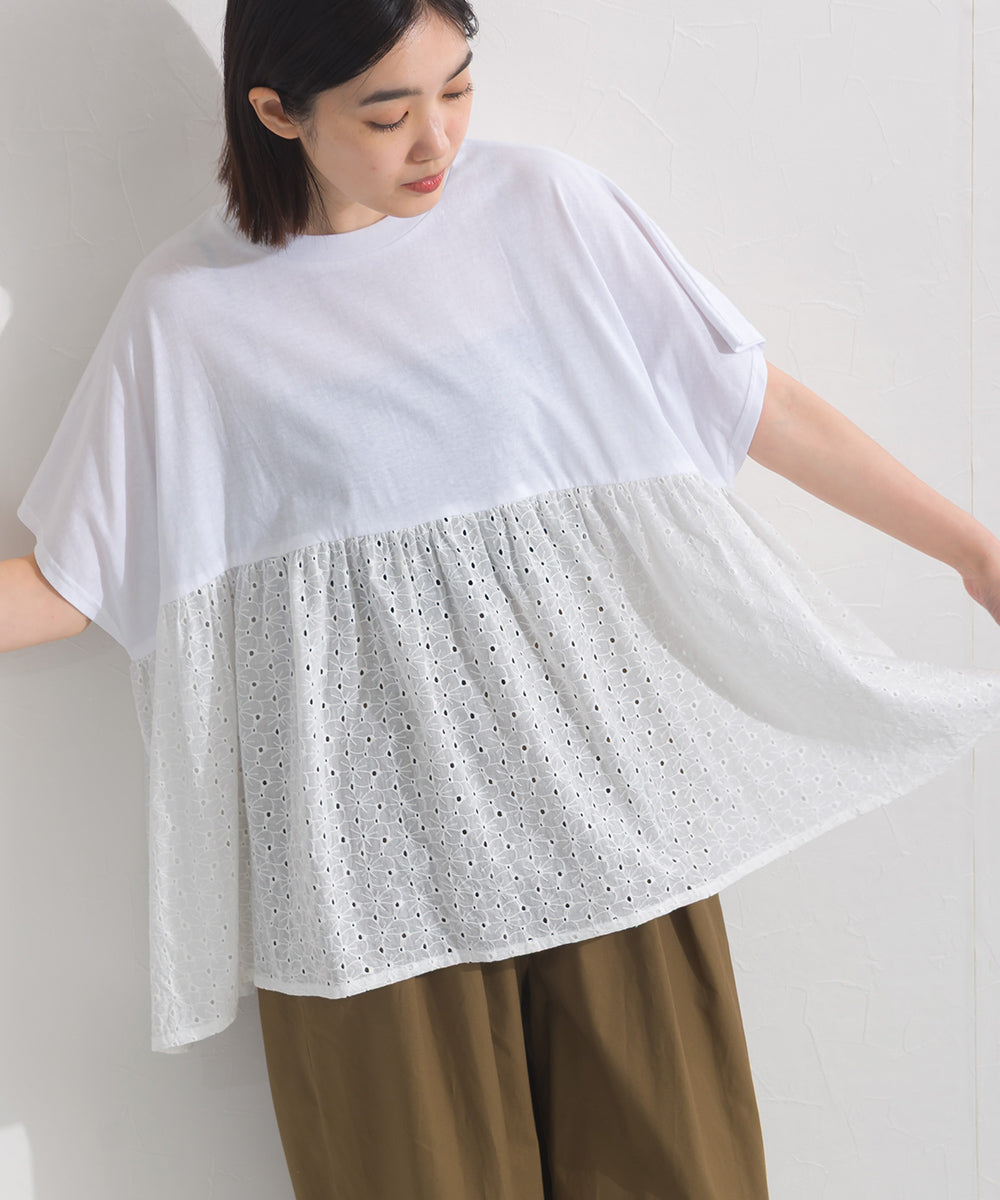 【OMNES】裾切り替え半袖Tシャツ【S450076OMN】