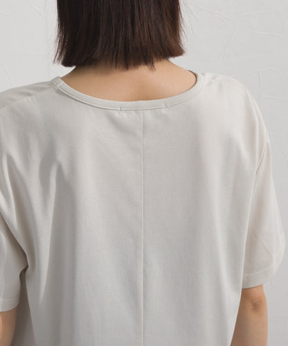 【OMNES】プレーティング天竺 切替ギャザーペプラム 半袖Tシャツ UVカット付【S450108OMN】