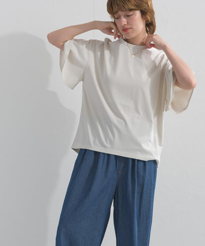 【OMNES】プレーティング天竺 フレアスリーブ 半袖Tシャツ UVカット付【S450109OMN】