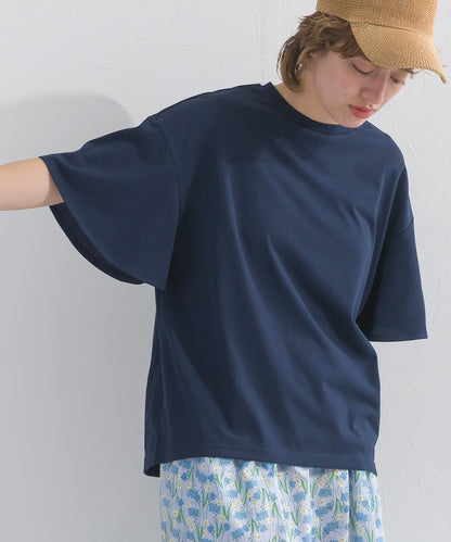 【OMNES】プレーティング天竺 フレアスリーブ 半袖Tシャツ UVカット付【S450109OMN】
