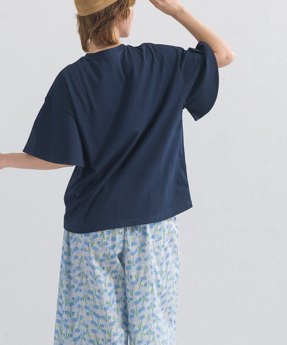 【OMNES】プレーティング天竺 フレアスリーブ 半袖Tシャツ UVカット付【S450109OMN】