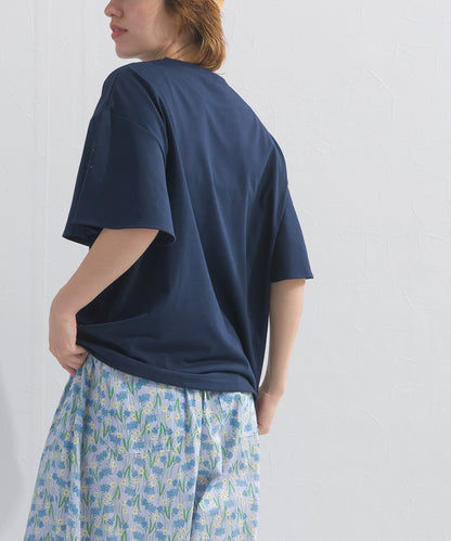 【OMNES】プレーティング天竺 フレアスリーブ 半袖Tシャツ UVカット付【S450109OMN】