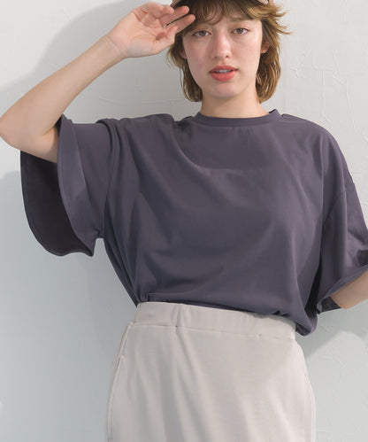 【OMNES】プレーティング天竺 フレアスリーブ 半袖Tシャツ UVカット付【S450109OMN】