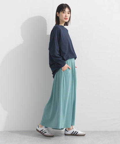 【OMNES】プレーティング天竺 後ろタック コクーンシルエット 長袖Tシャツ UVカット付【S450110OMN】