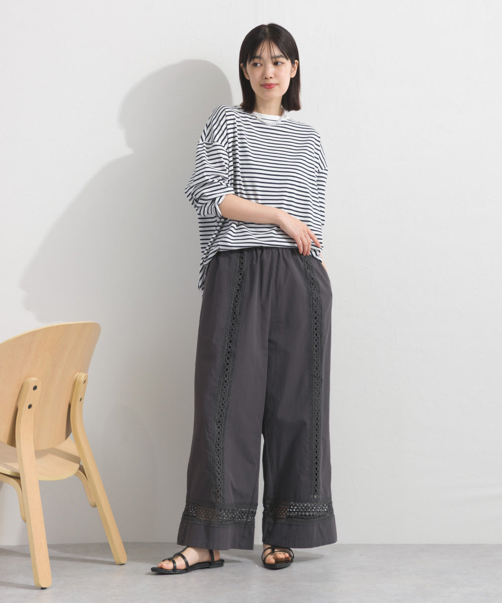 【OMNES】プレーティング天竺 後ろタック コクーンシルエット 長袖Tシャツ UVカット付【S450110OMN】