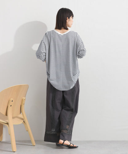【OMNES】プレーティング天竺 後ろタック コクーンシルエット 長袖Tシャツ UVカット付【S450110OMN】