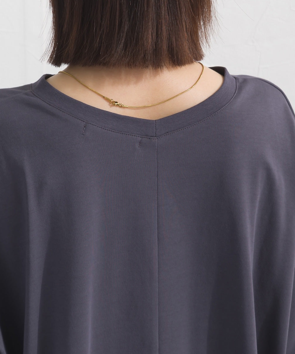 【OMNES】プレーティング天竺 後ろタック コクーンシルエット 長袖Tシャツ UVカット付【S450110OMN】