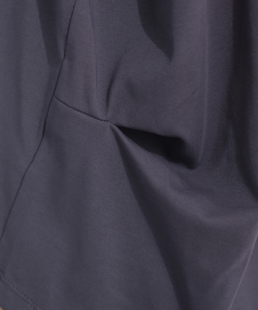 【OMNES】プレーティング天竺 後ろタック コクーンシルエット 長袖Tシャツ UVカット付【S450110OMN】