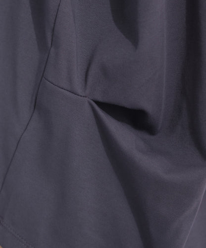 【OMNES】プレーティング天竺 後ろタック コクーンシルエット 長袖Tシャツ UVカット付【S450110OMN】