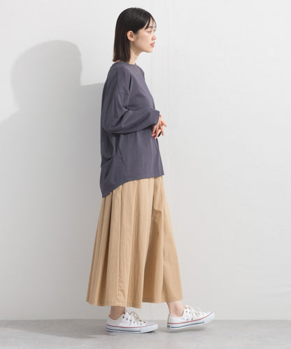 【OMNES】プレーティング天竺 後ろタック コクーンシルエット 長袖Tシャツ UVカット付【S450110OMN】
