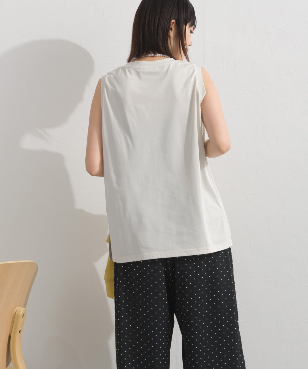 【OMNES】プレーティング天竺 クルーネック ノースリーブTシャツ UVカット付【S450111OMN】
