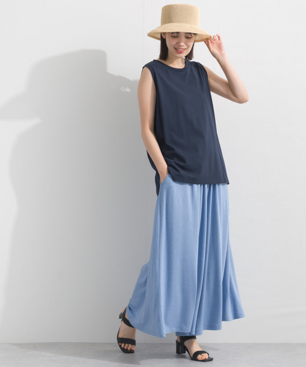 【OMNES】プレーティング天竺 クルーネック ノースリーブTシャツ UVカット付【S450111OMN】
