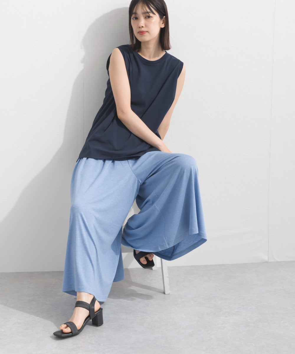 【OMNES】プレーティング天竺 クルーネック ノースリーブTシャツ UVカット付【S450111OMN】