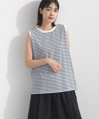 【OMNES】プレーティング天竺 クルーネック ノースリーブTシャツ UVカット付【S450111OMN】