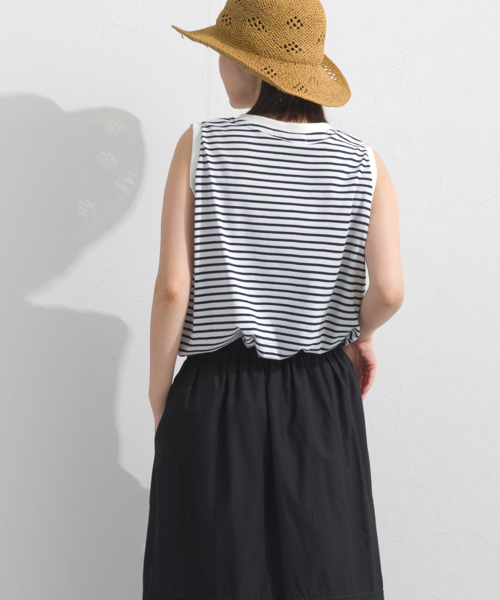 【OMNES】プレーティング天竺 クルーネック ノースリーブTシャツ UVカット付【S450111OMN】