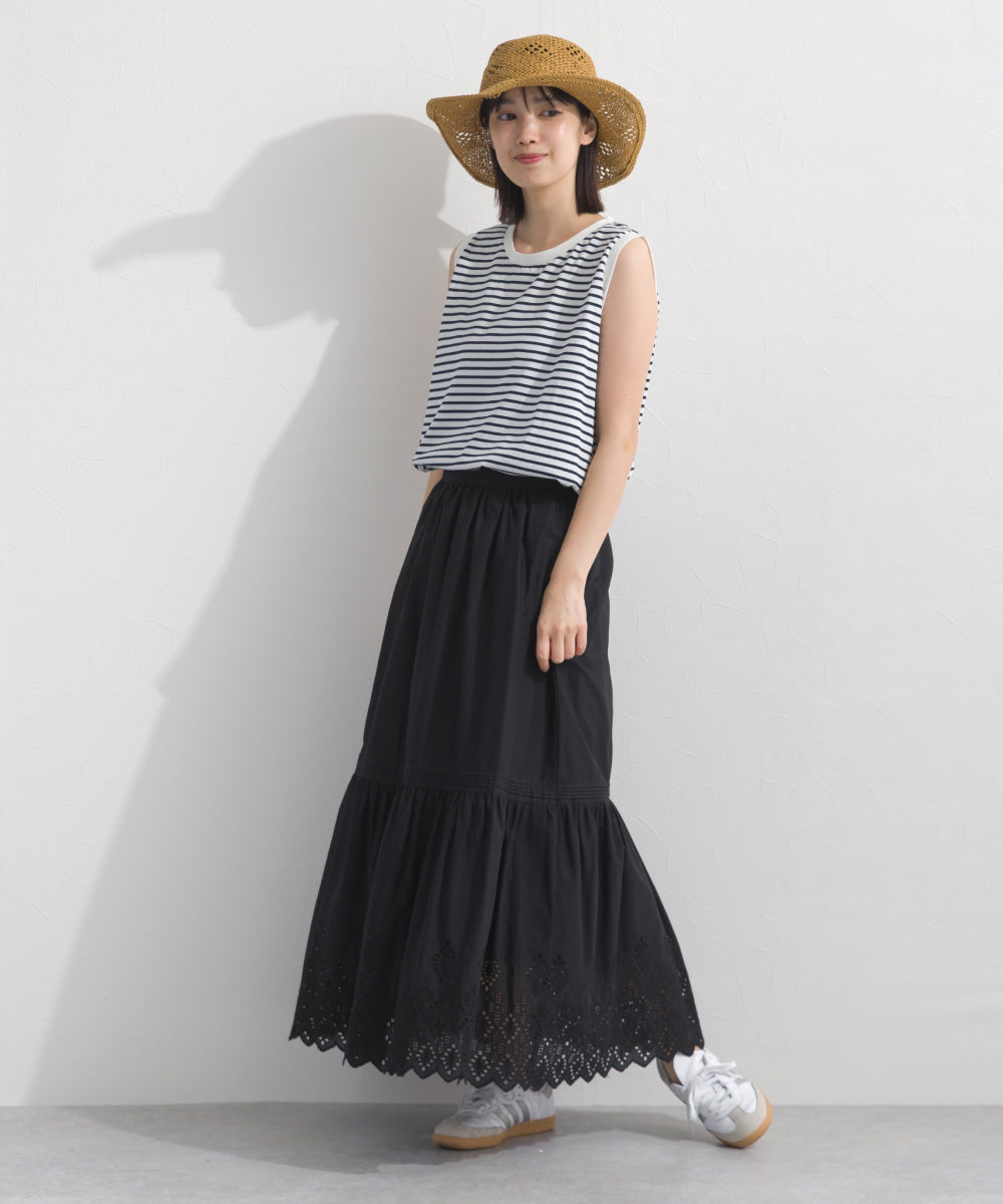 【OMNES】プレーティング天竺 クルーネック ノースリーブTシャツ UVカット付【S450111OMN】