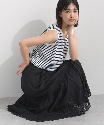 【OMNES】プレーティング天竺 クルーネック ノースリーブTシャツ UVカット付【S450111OMN】