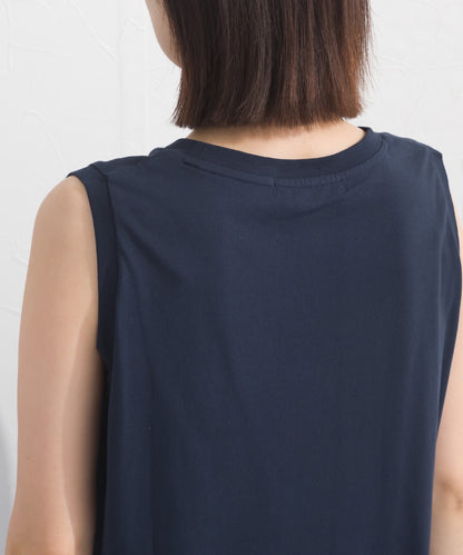 【OMNES】プレーティング天竺 クルーネック ノースリーブTシャツ UVカット付【S450111OMN】