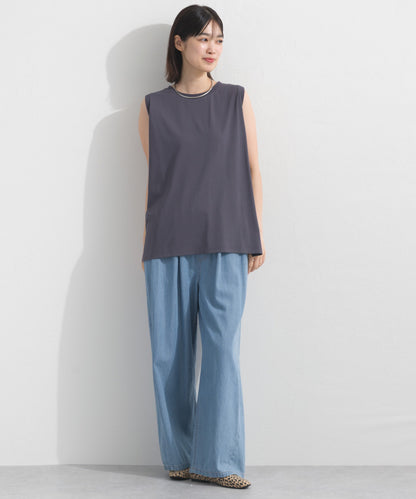 【OMNES】プレーティング天竺 クルーネック ノースリーブTシャツ UVカット付【S450111OMN】