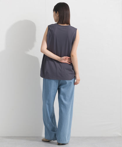 【OMNES】プレーティング天竺 クルーネック ノースリーブTシャツ UVカット付【S450111OMN】
