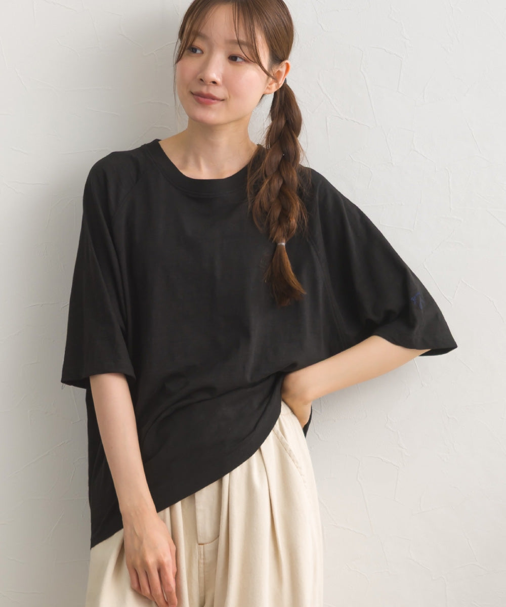 【OMNES】スラブ天竺 ラグラン5分袖Tシャツ UVカット付【S450112OMN】